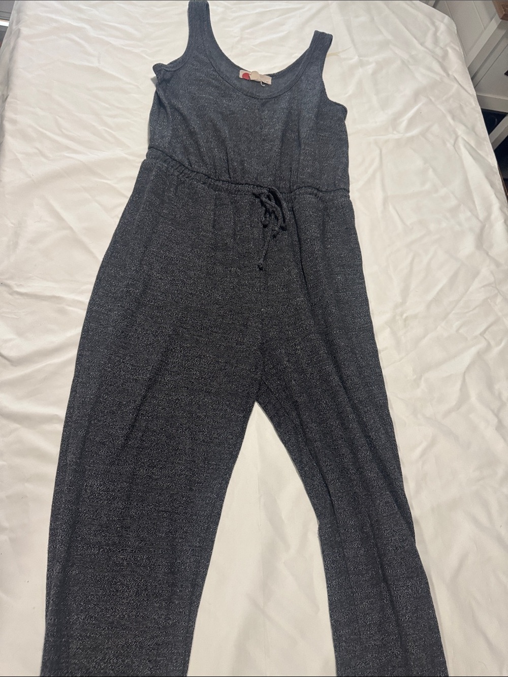 Free People Beach Bicoastal Jumpsuit Romper Jogger Gray Knit Loungewear Size M - Picture 3 of 6